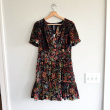 Load image into Gallery viewer, Anthropologie The Somerset Velvet Floral V-Neck Mini Dress Black M NWT
