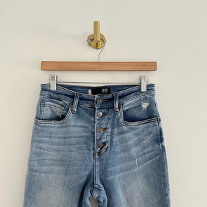 Kut From The Kloth High Rise Distressed Button Fly Jeans Blue 0