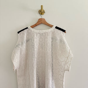 Anthropologie Hemant & Nandita Aditya Embroidered Eyelet Tassel Casual Mini Dress White M