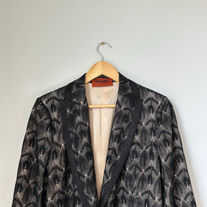 Missoni Silk Blend Single-Breasted Notch Lapel Lace Overlay Blazer Black 46