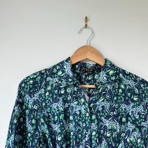 J. Crew Button Front Long Sleeve Midi Shirt Dress in Fauna Floral 00