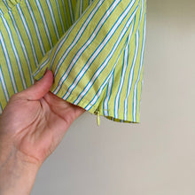 Load image into Gallery viewer, Sanctuary V-Neck Striped Puff 3/4 Sleeve Poplin Blouse Green L
