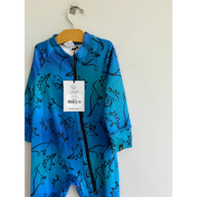 Load image into Gallery viewer, Deux Par Deux Gradient Dinosaur Print One Piece Thermal Base Layers Blue 3 NWT
