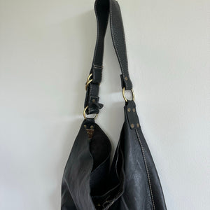Pritzi Cowhide Leather Hobo Shoulder Bag Tote Black