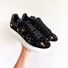 Load image into Gallery viewer, Alexander McQueen Crystal Sun Embellished Low Top Sneakers Black NEW
