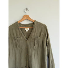 Load image into Gallery viewer, Anthropologie Maeve Katie Gauze Cotton V-Neck Long Sleeve Tunic Dress Green 4
