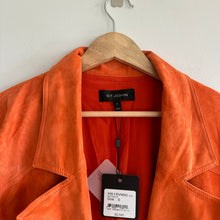 Load image into Gallery viewer, ST. JOHN Silken Suede Slouchy Strap Sleeve Jacket Soft Sienna Orange NWT
