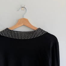 Load image into Gallery viewer, Minnie Rose Rhinestone Stud Embellished Bell Sleeve Sweater Black L NWT

