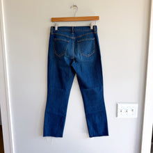 Load image into Gallery viewer, L'Agence Sada High Rise Raw Hem Denim Cropped Slim Jeans Blue 25
