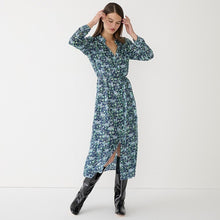 Load image into Gallery viewer, J. Crew Button Front Long Sleeve Midi Shirt Dress in Fauna Floral 00
