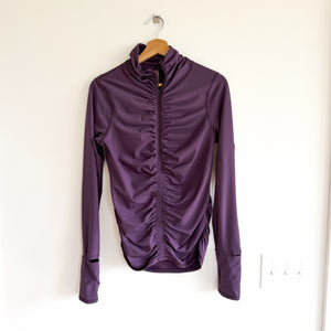 Free People Movement Wonderland Warmth Full Zip Ruched Front Jacket Top Purple M