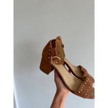 Load image into Gallery viewer, Michael Kors Suede Block Heel Open-Toe Ankle Strap Sandals Brown 8.5
