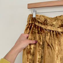 Load image into Gallery viewer, Anthropologie Maeve Anastacia Velvet Pull On High Rise Wide Leg Pants Gold XS
