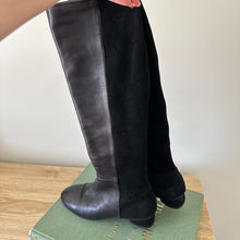 Load image into Gallery viewer, Stuart Weitzman Leather Suede Pull On Riding Boots Black 8.5

