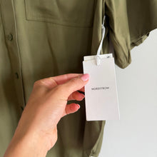 Load image into Gallery viewer, Nordstrom Short Sleeve Button Up Shirt Olive Burnt XS NWT
