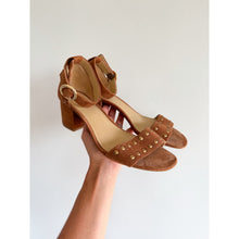 Load image into Gallery viewer, Michael Kors Suede Block Heel Open-Toe Ankle Strap Sandals Brown 8.5
