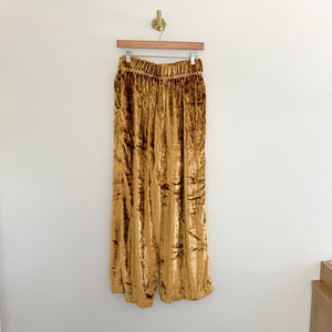 Anthropologie Maeve Anastacia Velvet Pull On High Rise Wide Leg Pants Gold XS