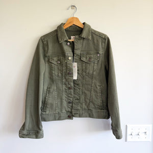 Adriano Goldschmied Robyn Button Front Collared Jean Jacket Green M NWT
