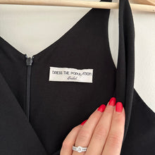 Load image into Gallery viewer, Dress The Population Iris Crepe Plunge V-Neck High Slit Sleeveless Gown Black 6
