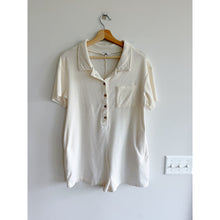 Load image into Gallery viewer, Ascot + Hart Terry Cloth Collared Short Sleeve Button Front Romper White S
