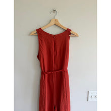 Load image into Gallery viewer, Rachel Zoe Linen Sleeveless Belted Scoop Neck Wide Leg Jumpsuit Rust Orange 2
