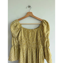 Load image into Gallery viewer, Roolee Roxanne Floral Pattern Square Neck Smocked Puff Sleeve Mini Dress S NWT
