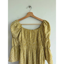 Load image into Gallery viewer, Roolee Roxanne Floral Pattern Square Neck Smocked Puff Sleeve Mini Dress S NWT
