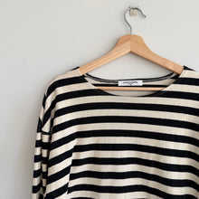 Load image into Gallery viewer, Perfectwhitetee Taylor Striped Long Sleeve Cropped Top Black Cream M
