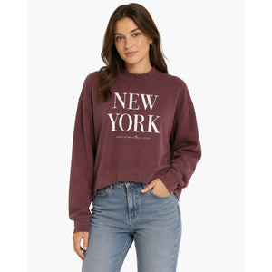 Abercrombie & Fitch New York Crew Neck Pullover Cropped Sweatshirt Brown XS