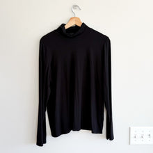 Load image into Gallery viewer, Eileen Fisher Ribbed Stretch Long Sleeve Turtleneck Top Black L
