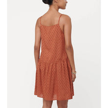 Load image into Gallery viewer, Loft Swiss Dot Cami Swing Scoop Neck Mini Dress Orange M NWT

