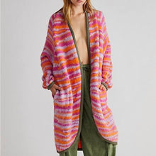 Load image into Gallery viewer, NWT Free People Pink Tiger Knit Open Front Duster Cardigan Pink/Orange XS
