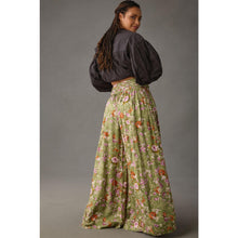 Load image into Gallery viewer, Anthropologie Floral Print High Rise Wide-Leg Pants Green 14
