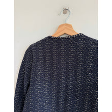 Load image into Gallery viewer, White House Black Market Glam Tweed Cropped Stylist Jacket Blue Gold XS
