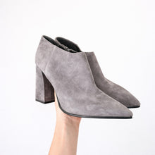 Load image into Gallery viewer, Marc Fisher Jayla Block Heel Suede Pointed-Toe Bootie Gray 8.5
