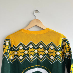 NFL Team Apparel Packers Ugly V-Neck Button Up Cardigan NWT