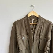 Load image into Gallery viewer, Free People In Our Nature Belted Cotton Cargo Jacket Green XS
