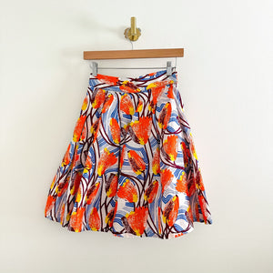 NWT Francis + Benedict Handmade Floral Pattern A-Line Mini Skirt Orange XS