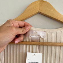 Load image into Gallery viewer, Rachel Parcell Ribbed Knit Scoop Neck Short Sleeve Midi Dress Beige Faded L
