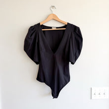 Load image into Gallery viewer, Free People Intimately Va Va Voop V-Neck Puff Sleeve Stretch Bodysuit Black S
