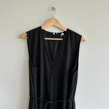 Load image into Gallery viewer, Vince V-Neck Cotton Sleeveless Belted Midi Dress Black Large NWT
