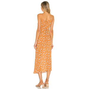SNDYS. Honolulu Sleeveless Floral Print Midi Dress in Amber Daisy L