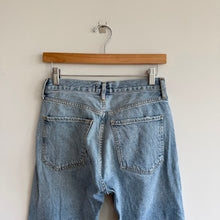 Load image into Gallery viewer, Agolde Jamie Button-Fly Denim High Rise Distressed Straight Jeans Blue 25
