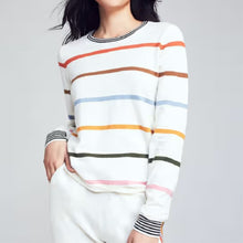 Load image into Gallery viewer, Faherty Cashmere Blend Surf Stripe Sweater In Ivory Surf XS
