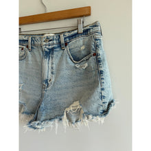 Load image into Gallery viewer, Abercrombie &amp; Fitch The Mom Distressed Denim High Rise Shorts Blue 30
