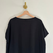 Load image into Gallery viewer, Eileen Fisher Silk Round Neck Short Sleeve Pullover Dress Black M

