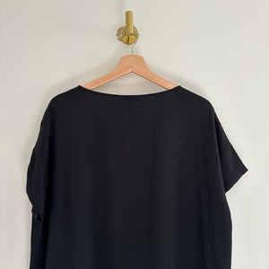 Eileen Fisher Silk Round Neck Short Sleeve Pullover Dress Black M