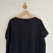 Load image into Gallery viewer, Eileen Fisher Silk Round Neck Short Sleeve Pullover Dress Black M
