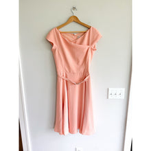 Load image into Gallery viewer, Gal Meets Glam Sally Belted Crepe Fit &amp; Flare Mini Dress Coral Pink 8 NWT

