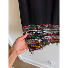 Load image into Gallery viewer, Artelier Nicole Miller Silk Sequin Embellished Beads Hem Shift Dress Black S
